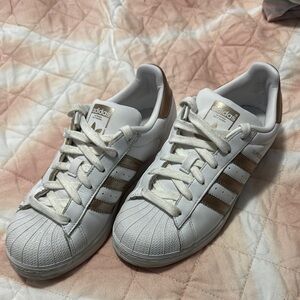 Adidas Women's White and Tan Sneakers